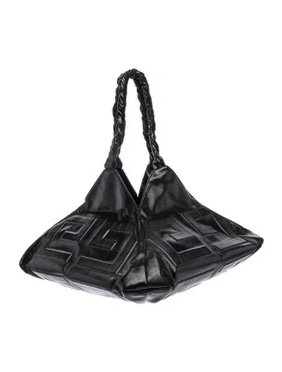 Pre-owned Givenchy Leather 2021 Embossed 4g Balle Bag Large In Black