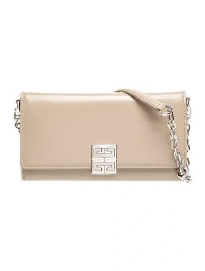 Pre-owned Givenchy Leather 4g Chain Wallet In Neutral