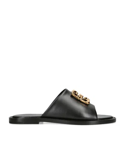 Givenchy Black Leather 4g Liquid Slippers