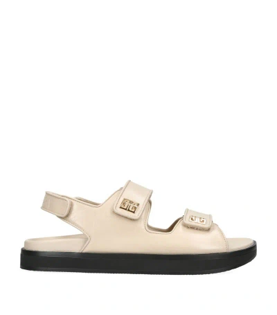 Givenchy Leather 4g Sandals In Beige