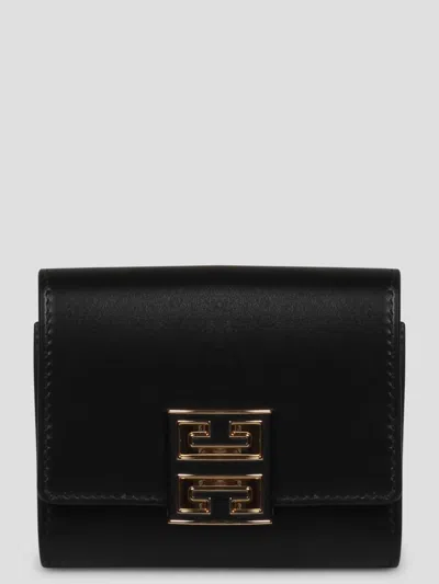 Givenchy Leather 4g Trifold Wallet In Black