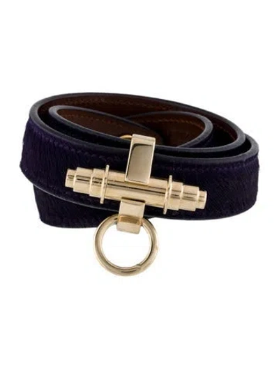 Pre-owned Givenchy Leather & Calf-hair Obsedia Triple Wrap Bracelet In Purple