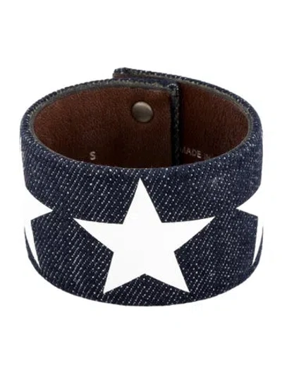 Pre-owned Givenchy Leather & Fabric Star Wrap Bracelet, 6" In Multi