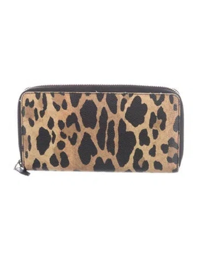 Pre-owned Givenchy Leather Animal Print Continental Wallet In Black