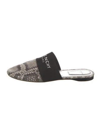 Pre-owned Givenchy Leather Animal Print Mules In Black