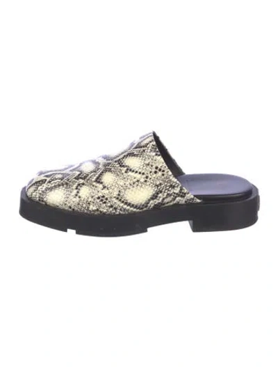Pre-owned Givenchy Leather Animal Print Mules In Neutral