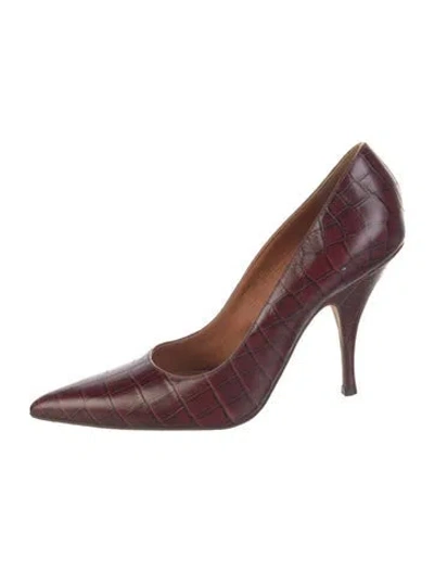 Pre-owned Givenchy Leather Animal Print Pumps In Burgundy