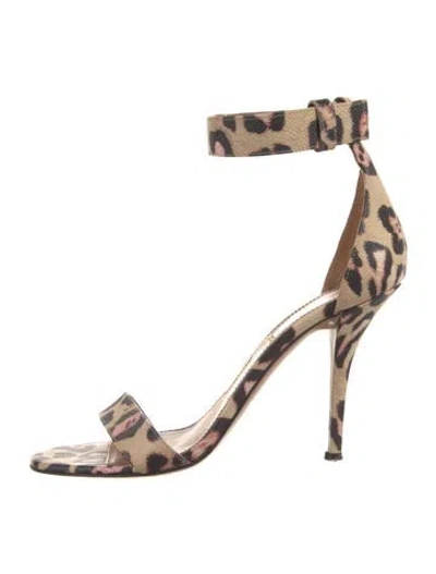 Pre-owned Givenchy Leather Animal Print Sandals In Neutral