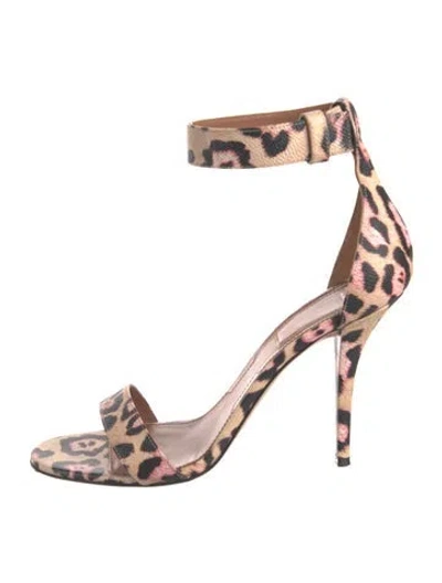 Pre-owned Givenchy Leather Animal Print Sandals In Neutral