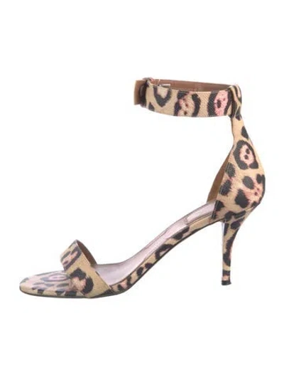 Pre-owned Givenchy Leather Animal Print Sandals In Neutrals