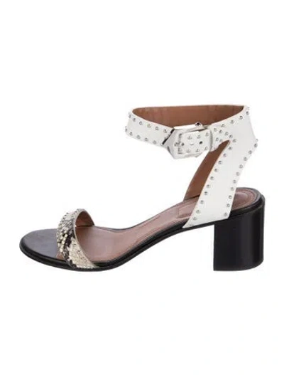 Pre-owned Givenchy Leather Animal Print Sandals In White