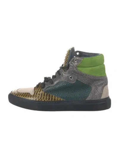 Pre-owned Givenchy Leather Animal Print Sneakers In Blue