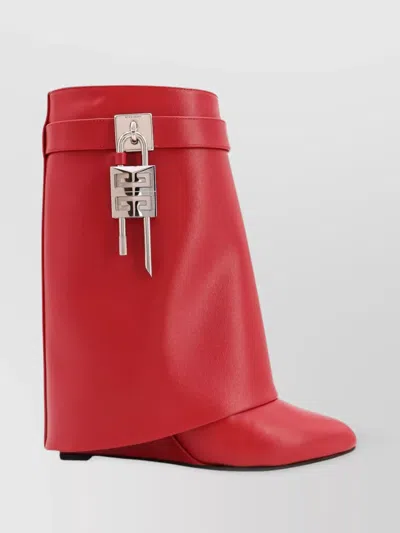 GIVENCHY LEATHER ANKLE BOOTS WITH WEDGE HEELS AND PADLOCKS