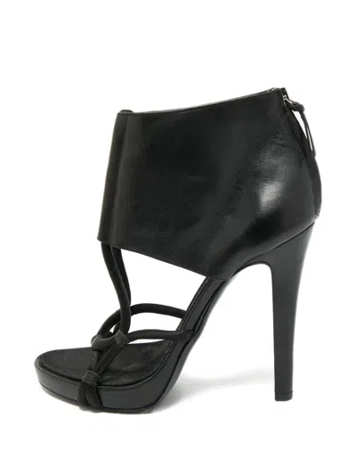 Pre-owned Givenchy Leather Ankle-cuff Sandals In Black