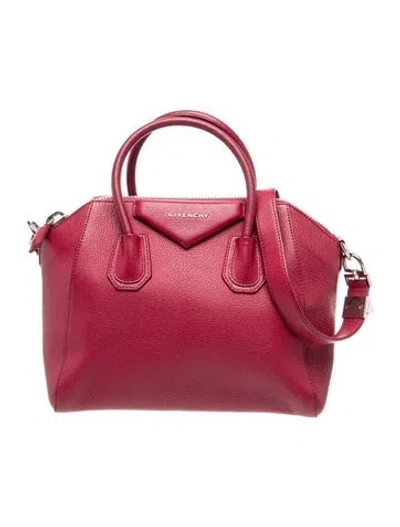 Pre-owned Givenchy Leather Antigona Bag In Burgundy