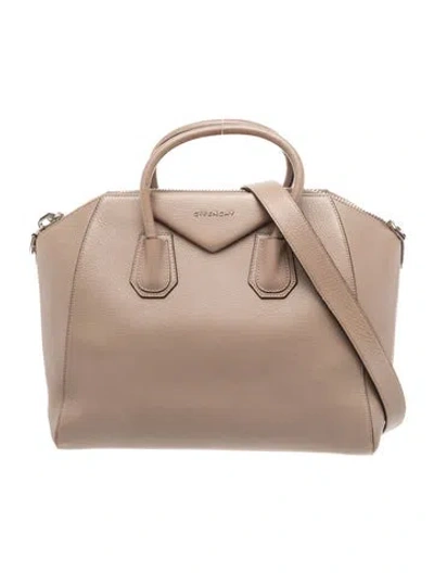 Pre-owned Givenchy Leather Antigona Medium In Neutrals