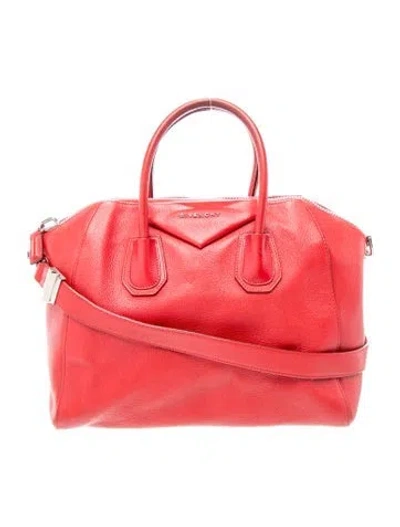 Pre-owned Givenchy Leather Antigona Medium In Red