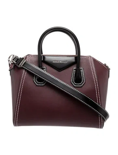 Pre-owned Givenchy Leather Antigona Small In Burgundy