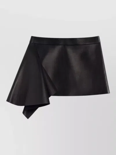 GIVENCHY LEATHER ASYMMETRIC RUFFLED MINI SKIRT