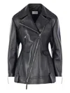 Givenchy Leather Cocoon Waisted Biker Jacket In Black