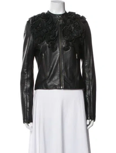 Pre-owned Givenchy Leather Biker Jacket In Green