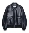 Givenchy Aviator Jacket In Leather In Blue