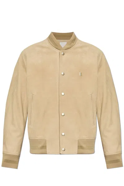 Givenchy Leather Bomber Jacket In Beige