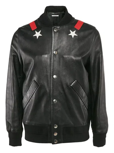 Pre-owned Givenchy Leather Bomber Jacket In Black