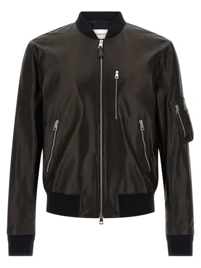 Givenchy Leather Bomber Jacket Puffer Jackets Black