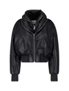 Givenchy Lambskin Leather Shawl Collar Ribbed Bomber Jacket In Black