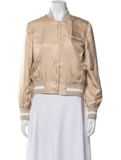 Pre-owned Givenchy Leather Bomber Jacket In Neutrals