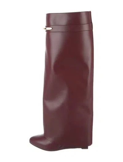 Pre-owned Givenchy Leather Boots In Burgundy