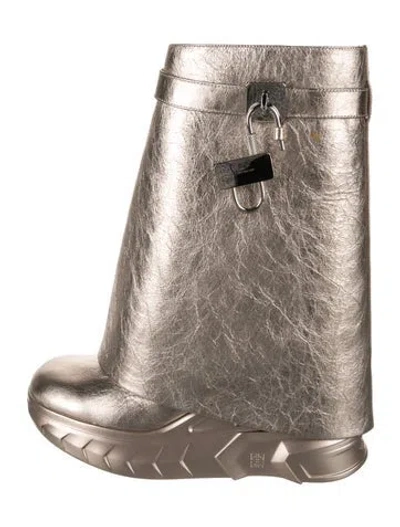 Pre-owned Givenchy Leather Boots In Gray