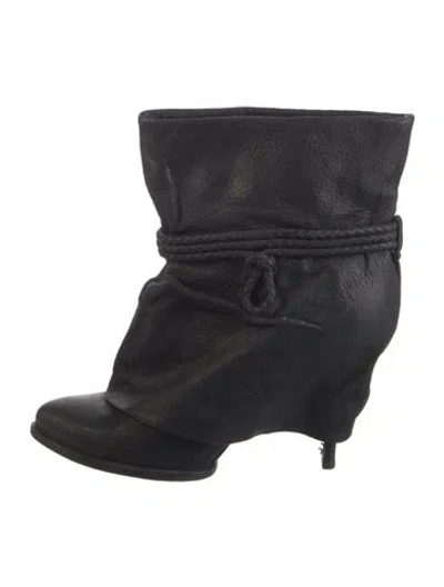 Pre-owned Givenchy Leather Braided Accents Boots In Black