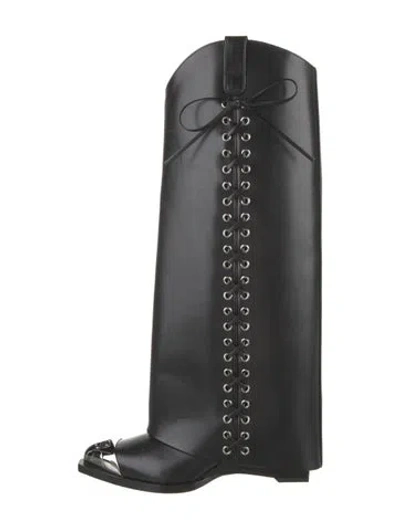 Pre-owned Givenchy Leather Braided Accents Boots In Black