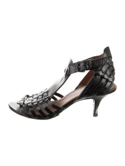 Pre-owned Givenchy Leather Braided Accents Gladiator Sandals In Black