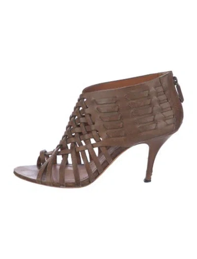 Pre-owned Givenchy Leather Braided Accents Slingback Sandals In Brown