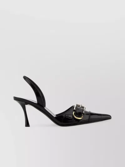 Givenchy Leather Buckle Detail Pointed Toe Stiletto Heel Pumps In Black