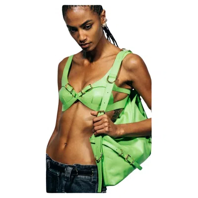 Pre-owned Givenchy Leather Bustier Bra Ss23 Green Top / Summer Ibiza / Mykonos