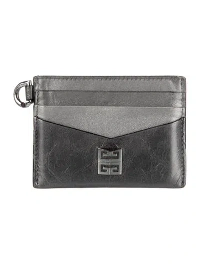 Pre-owned Givenchy Leather Card Holder In Metallic/silver