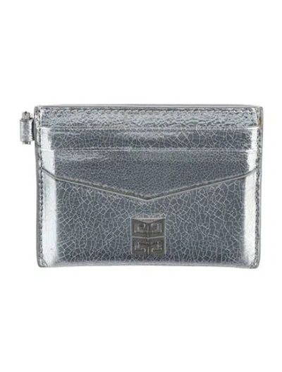 Pre-owned Givenchy Leather Card Holder In Silver
