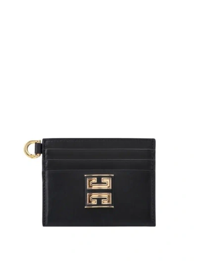Givenchy Leather Card Holder With Frontal 4g Detail In Black