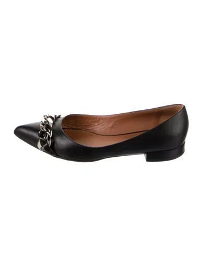 Pre-owned Givenchy Leather Chain-link Accents Ballet Flats In Black