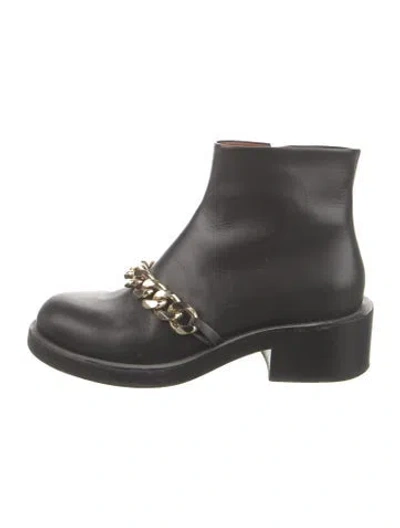 Pre-owned Givenchy Leather Chain-link Accents Boots In Black