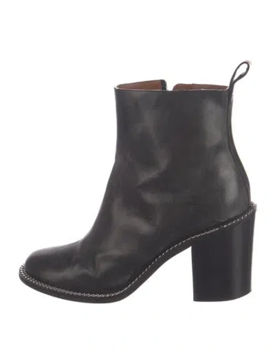 Pre-owned Givenchy Leather Chain-link Accents Boots In Black