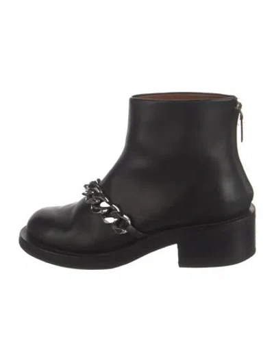 Pre-owned Givenchy Leather Chain-link Accents Boots In Black