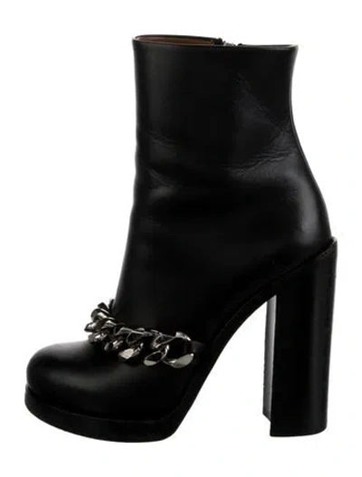 Pre-owned Givenchy Leather Chain-link Accents Boots In Black