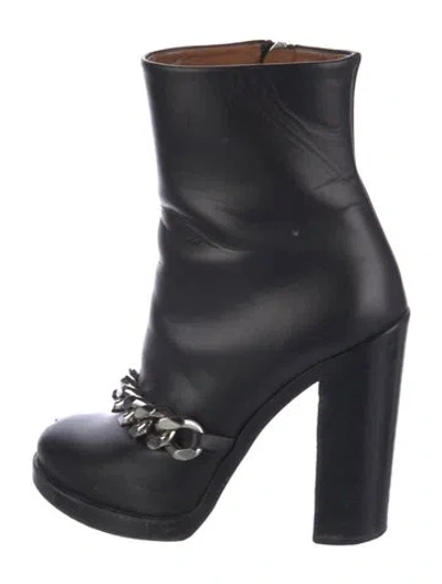 Pre-owned Givenchy Leather Chain-link Accents Boots In Blue