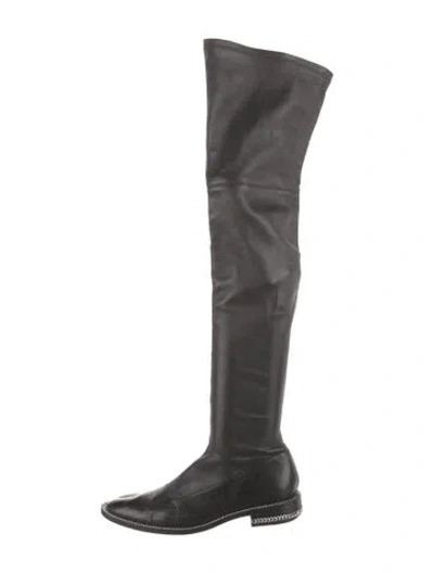 Pre-owned Givenchy Leather Chain-link Accents Boots In Gray