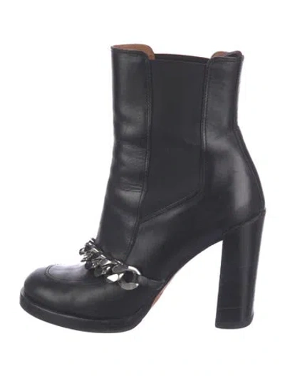Pre-owned Givenchy Leather Chain-link Accents Chelsea Boots In Black